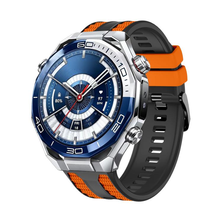 For Huawei Watch 4 Pro Spring Bar Style PC Watch Case Integrated Two Color Silicone Watch Band