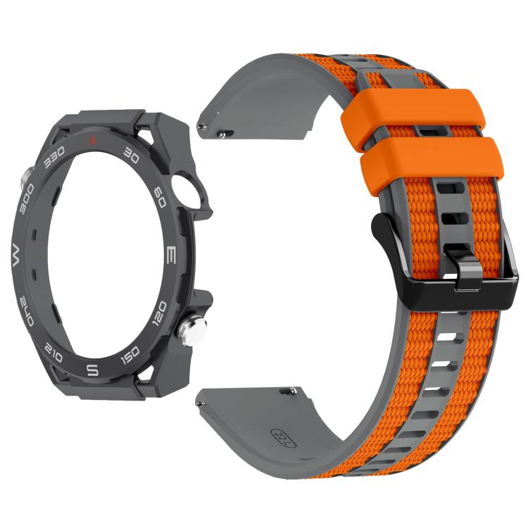 For Huawei Watch 4 Pro Spring Bar Style PC Watch Case Integrated Two Color Silicone Watch Band