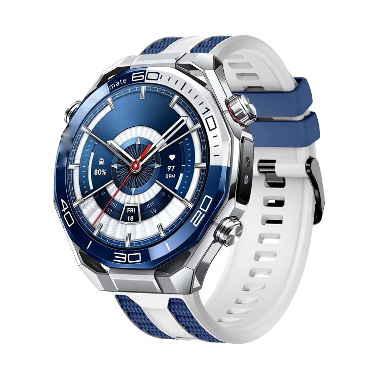 For Huawei Watch 5 46mm Spring Bar Style PC Watch Case Integrated Two Color Silicone Watch Band