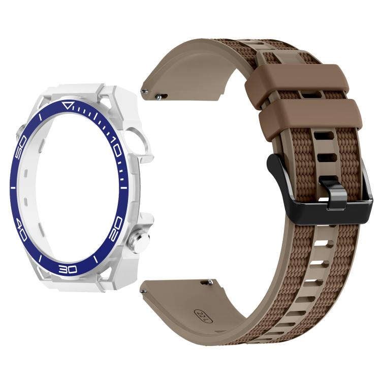 For Huawei Watch 5 46mm Spring Bar Style PC Watch Case Integrated Two Color Silicone Watch Band