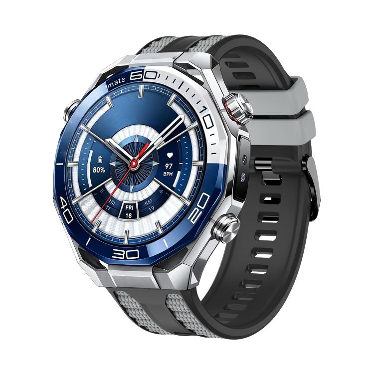 For Huawei Watch 5 46mm Spring Bar Style PC Watch Case Integrated Two Color Silicone Watch Band