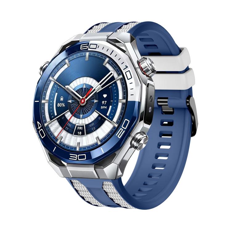 For Huawei Watch 5 46mm Spring Bar Style PC Watch Case Integrated Two Color Silicone Watch Band