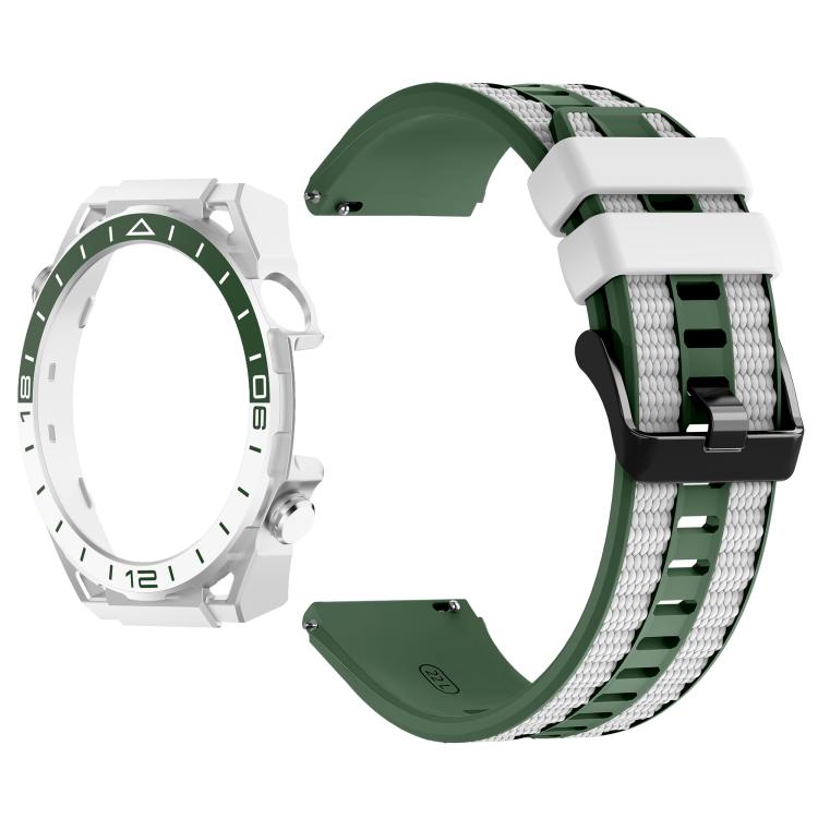 For Huawei Watch 5 46mm Spring Bar Style PC Watch Case Integrated Two Color Silicone Watch Band