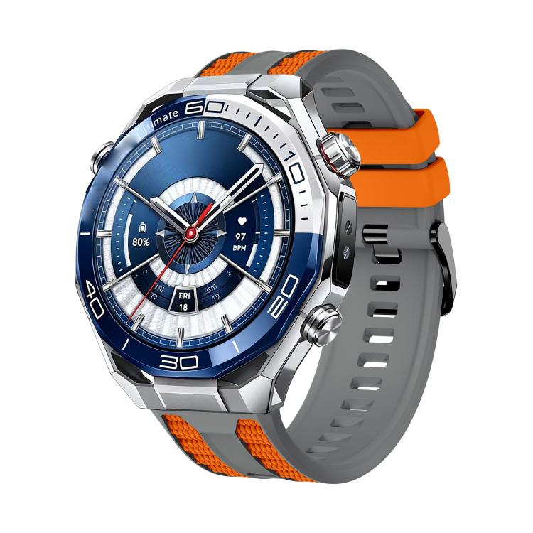 For Huawei Watch 5 46mm Spring Bar Style PC Watch Case Integrated Two Color Silicone Watch Band