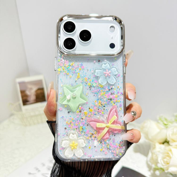 For iPhone 17 Pro Max Glitter 3D Butterfly Epoxy Resin Phone Case