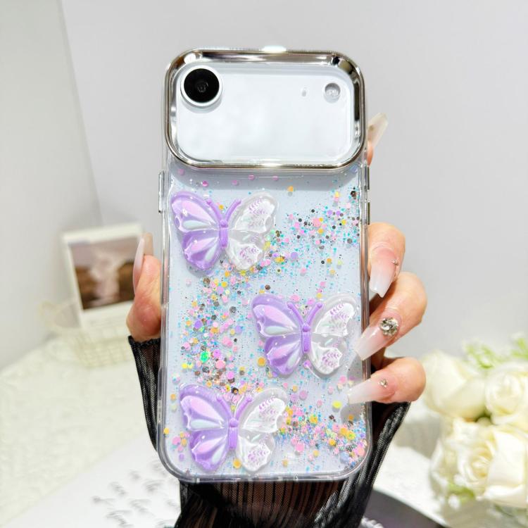 For iPhone Air Glitter 3D Butterfly Epoxy Resin Phone Case