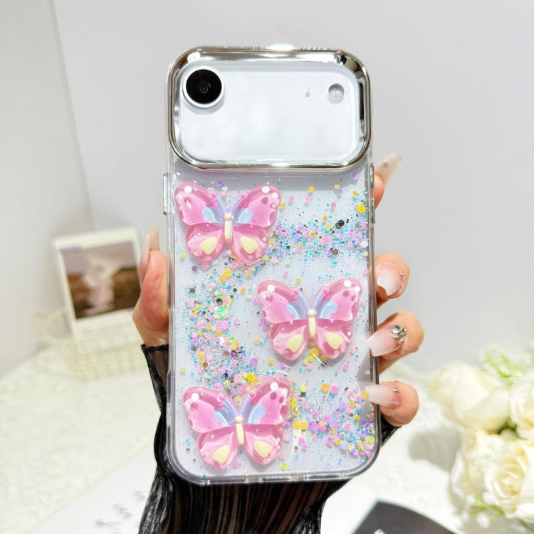 For iPhone Air Glitter 3D Butterfly Epoxy Resin Phone Case