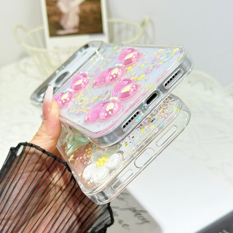 For iPhone 17 Pro Glitter 3D Butterfly Epoxy Resin Phone Case