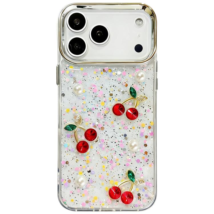 For iPhone 17 Pro Max Glitter 3D Cherry Epoxy Resin Phone Case