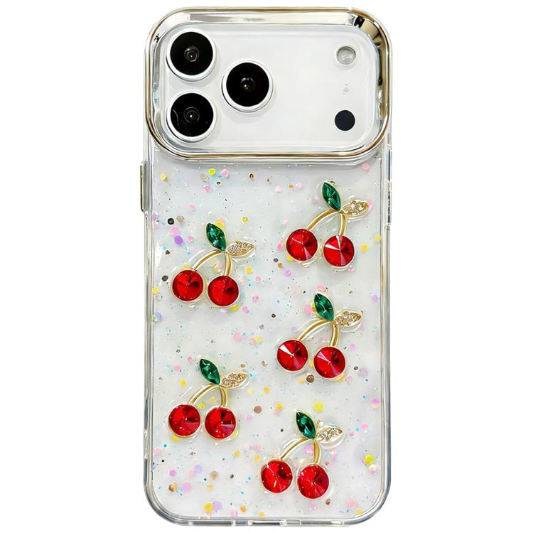 For iPhone 17 Pro Max Glitter 3D Cherry Epoxy Resin Phone Case