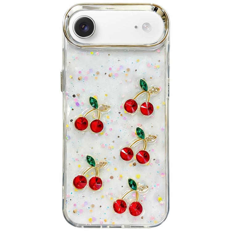 For iPhone Air Glitter 3D Cherry Epoxy Resin Phone Case