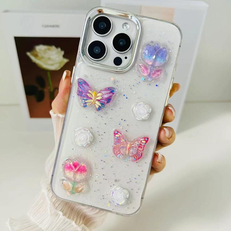 For iPhone Air 3D Colorful Crystal Butterfly TPU Phone Case
