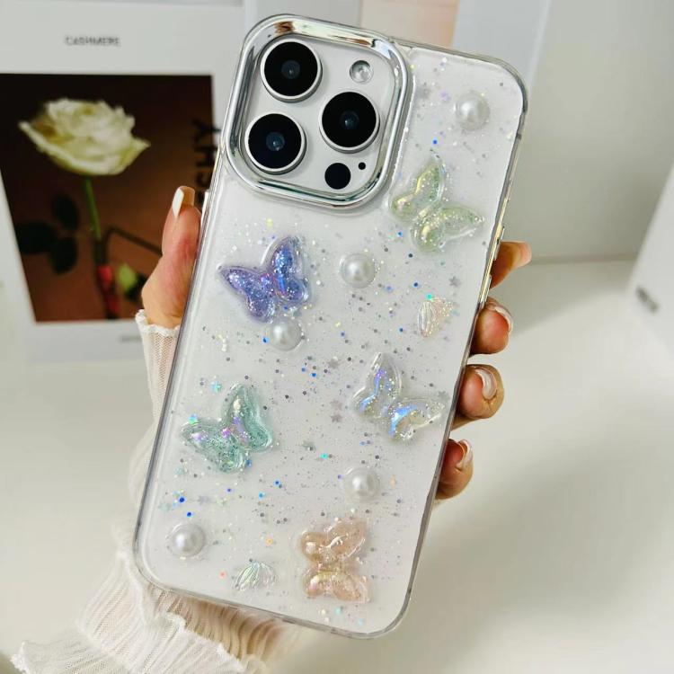 For iPhone 17 3D Colorful Crystal Butterfly TPU Phone Case