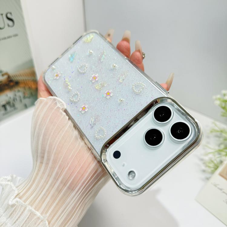 For iPhone 17 Pro Max 3D Bow Pearl Love Flower TPU Phone Case