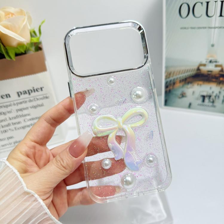 For iPhone Air 3D Bow Pearl Love Flower TPU Phone Case