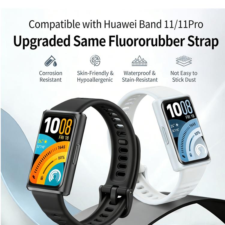 For Huawei Watch Band 11 / Band 11 Pro Quick Release Buckle Pure Color Fluororubber Watch Band
