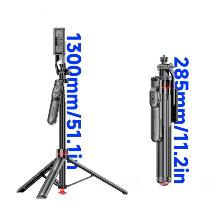 F06 Travel 1300mm Extendable Automatic Tripod One-Touch Deploy Selfie Stick Holder