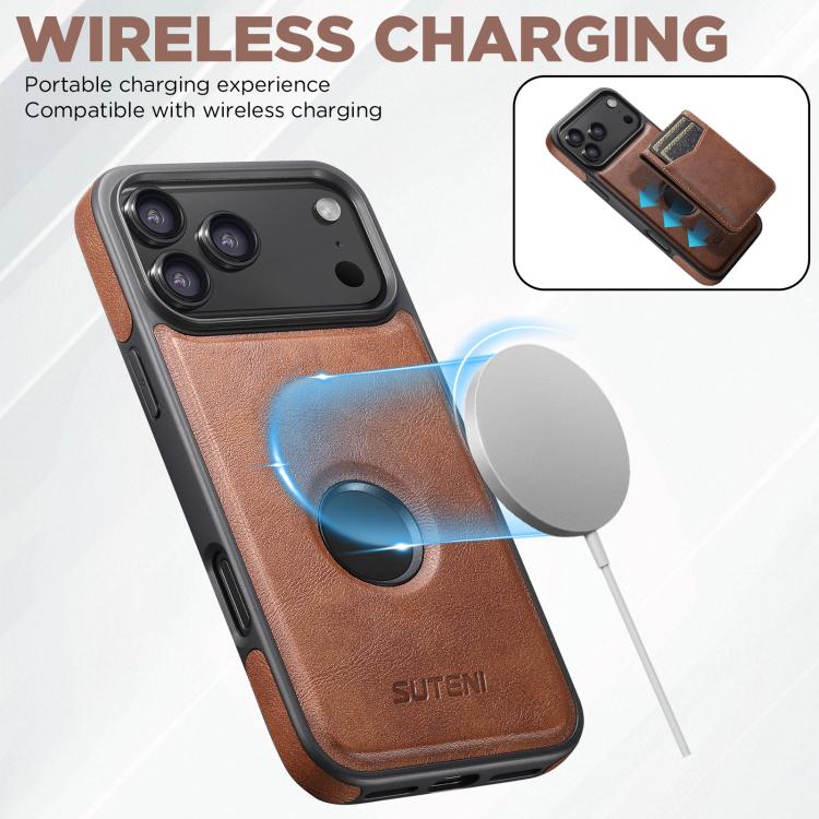 For iPhone 15 Plus Suteni G1S5 2-in-1 Magnetic Detachable Bottle Opener Card Bag Cow Leather Back Phone Case