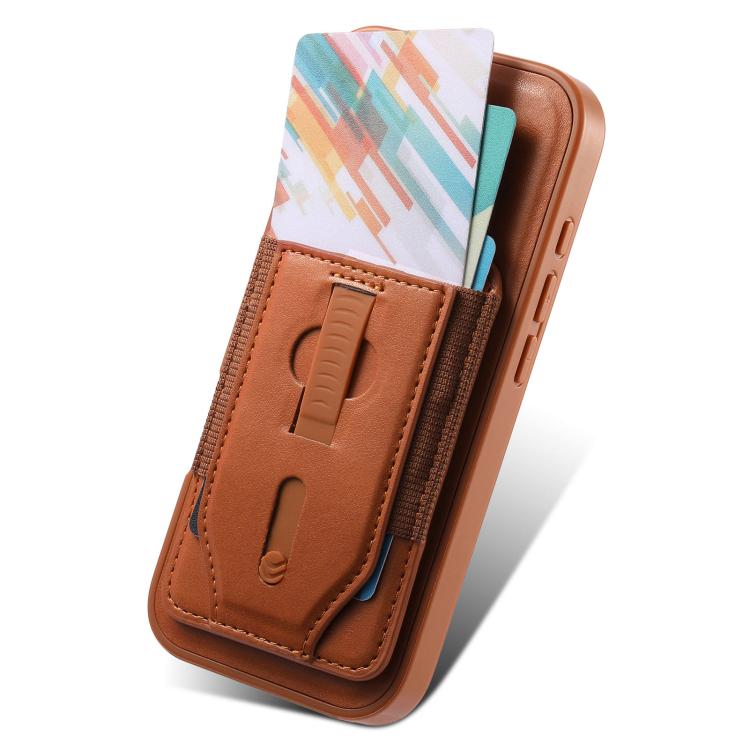 For iPhone 17 CaseNeo Retro Wristband Elastic Card Bag Magnetic Back Phone Case