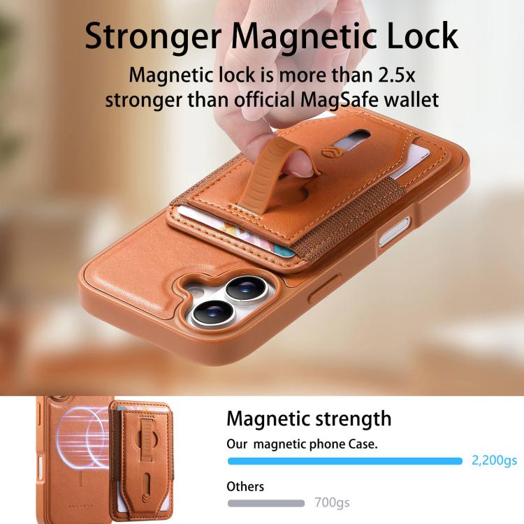 For iPhone 17 CaseNeo Retro Wristband Elastic Card Bag Magnetic Back Phone Case