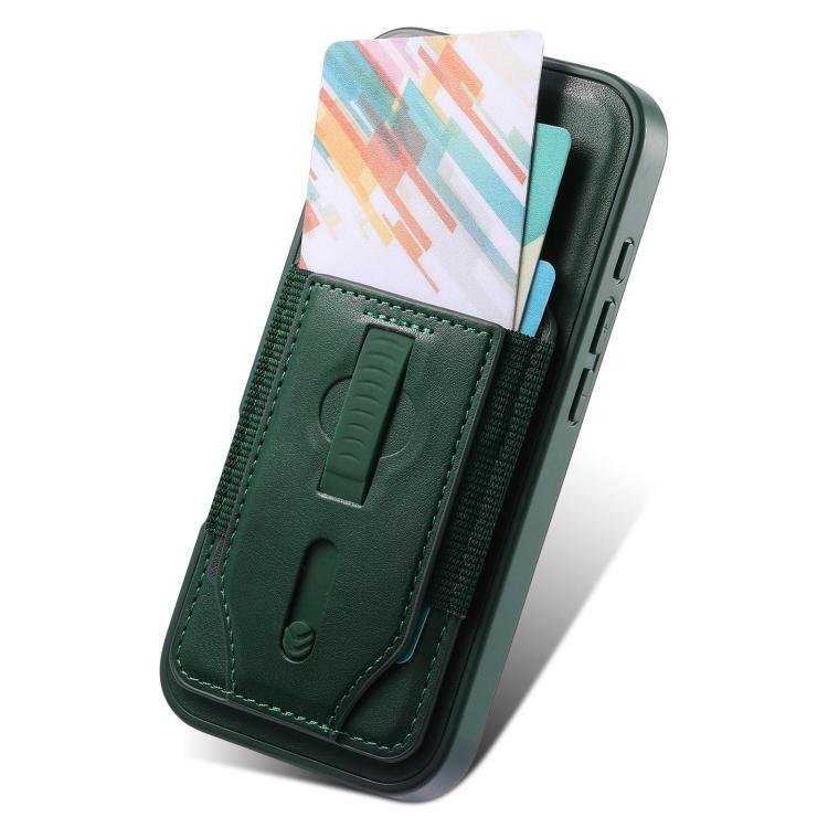 For iPhone 17 CaseNeo Retro Wristband Elastic Card Bag Magnetic Back Phone Case