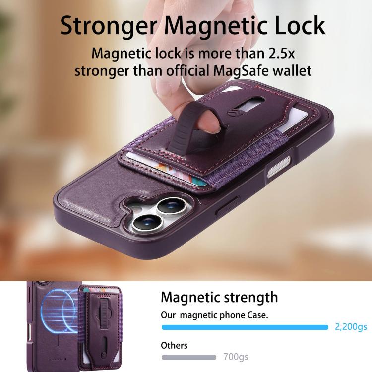 For iPhone 17 CaseNeo Retro Wristband Elastic Card Bag Magnetic Back Phone Case