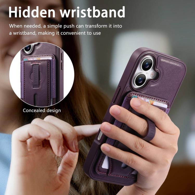 For iPhone 17 CaseNeo Retro Wristband Elastic Card Bag Magnetic Back Phone Case