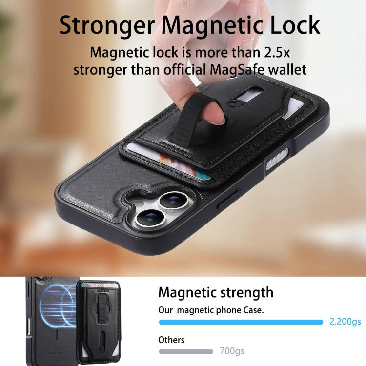 For iPhone 17 CaseNeo Retro Wristband Elastic Card Bag Magnetic Back Phone Case