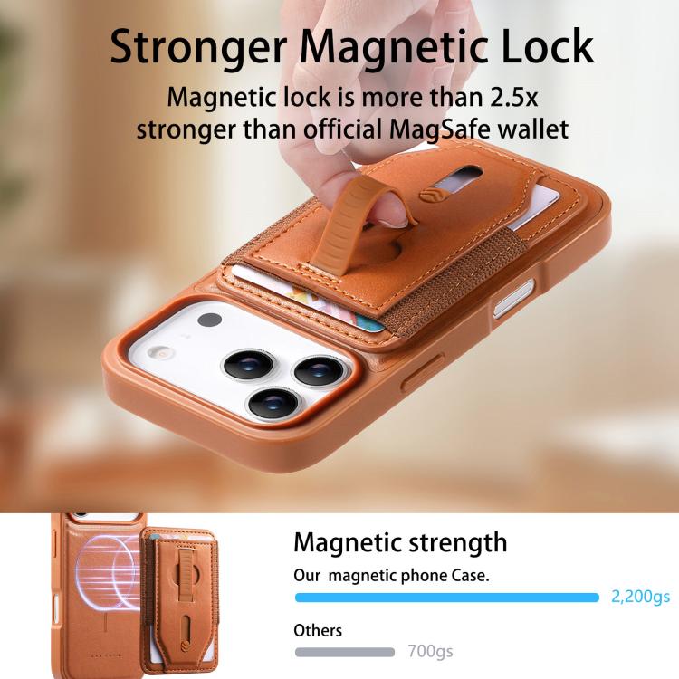 For iPhone 17 Pro Max CaseNeo Retro Wristband Elastic Card Bag Magnetic Back Phone Case