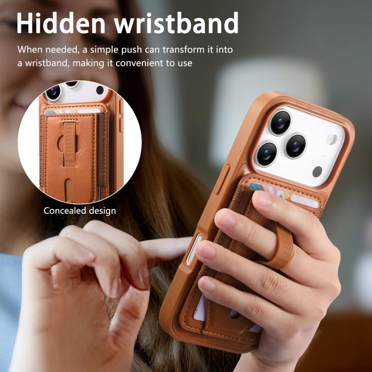 For iPhone 17 Pro Max CaseNeo Retro Wristband Elastic Card Bag Magnetic Back Phone Case