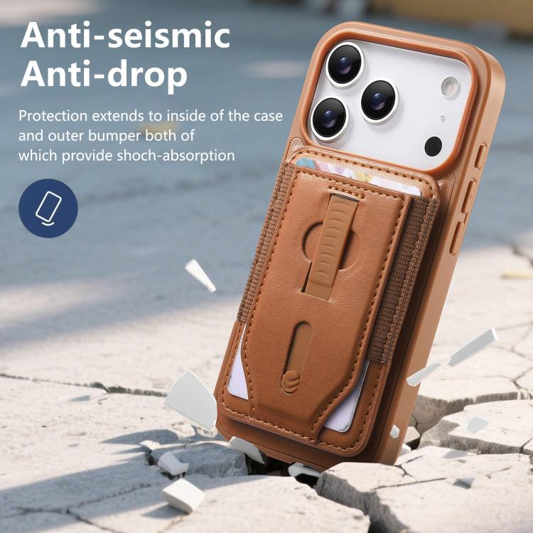For iPhone 17 Pro Max CaseNeo Retro Wristband Elastic Card Bag Magnetic Back Phone Case