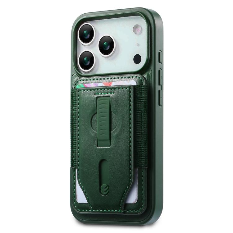 For iPhone 17 Pro Max CaseNeo Retro Wristband Elastic Card Bag Magnetic Back Phone Case