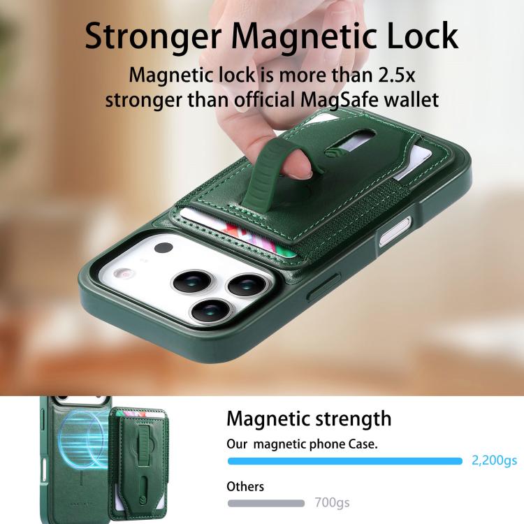 For iPhone 17 Pro Max CaseNeo Retro Wristband Elastic Card Bag Magnetic Back Phone Case