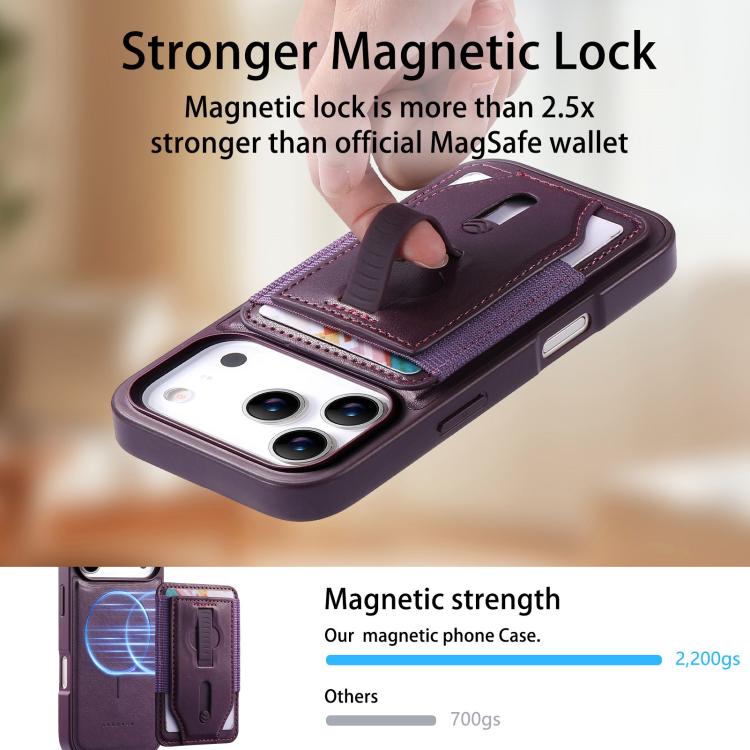 For iPhone 17 Pro Max CaseNeo Retro Wristband Elastic Card Bag Magnetic Back Phone Case