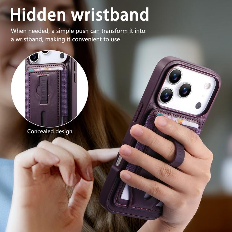 For iPhone 17 Pro Max CaseNeo Retro Wristband Elastic Card Bag Magnetic Back Phone Case