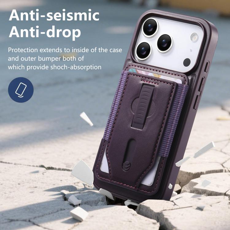 For iPhone 17 Pro Max CaseNeo Retro Wristband Elastic Card Bag Magnetic Back Phone Case