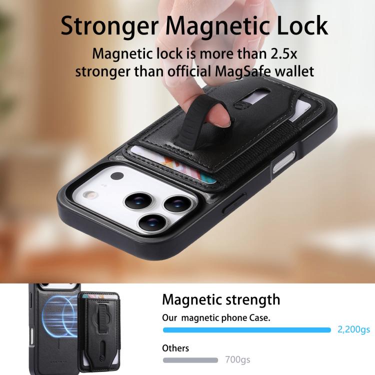 For iPhone 17 Pro Max CaseNeo Retro Wristband Elastic Card Bag Magnetic Back Phone Case