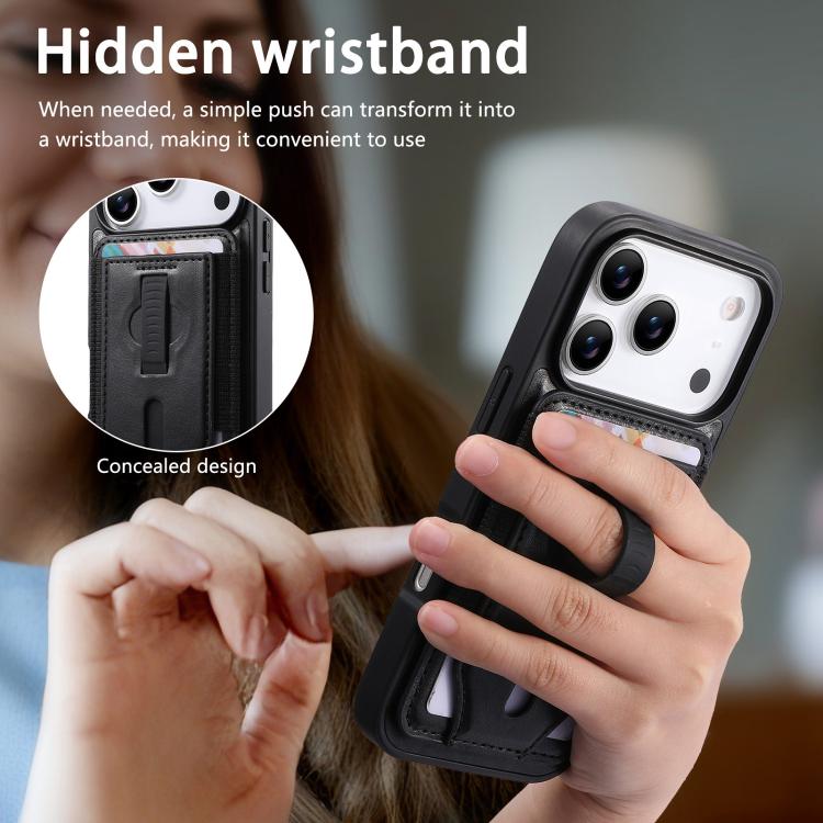 For iPhone 17 Pro Max CaseNeo Retro Wristband Elastic Card Bag Magnetic Back Phone Case