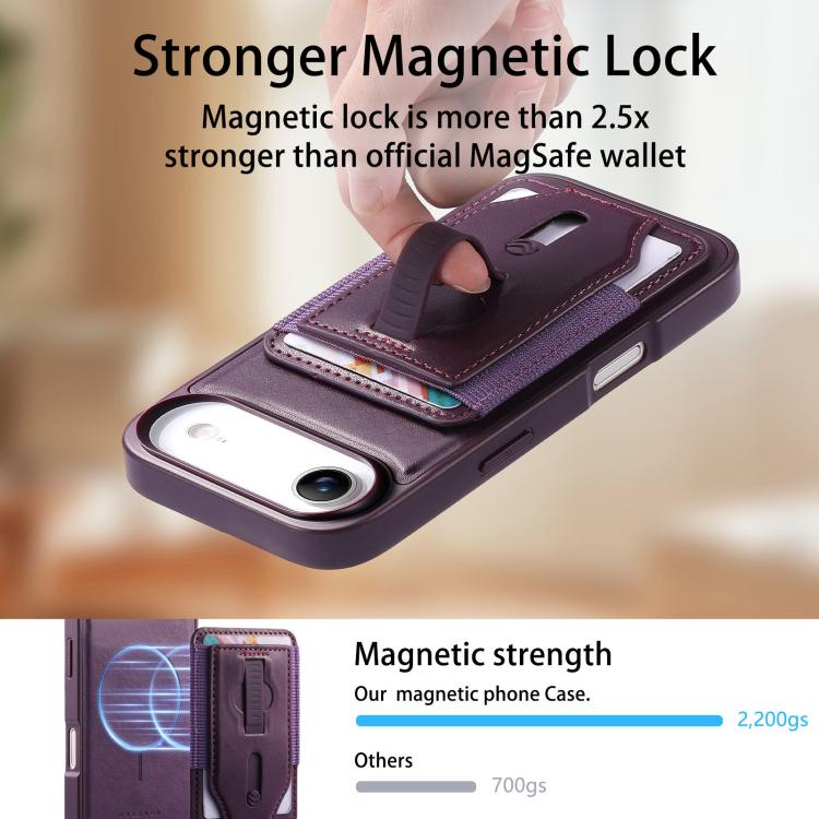 For iPhone Air CaseNeo Retro Wristband Elastic Card Bag Magnetic Back Phone Case