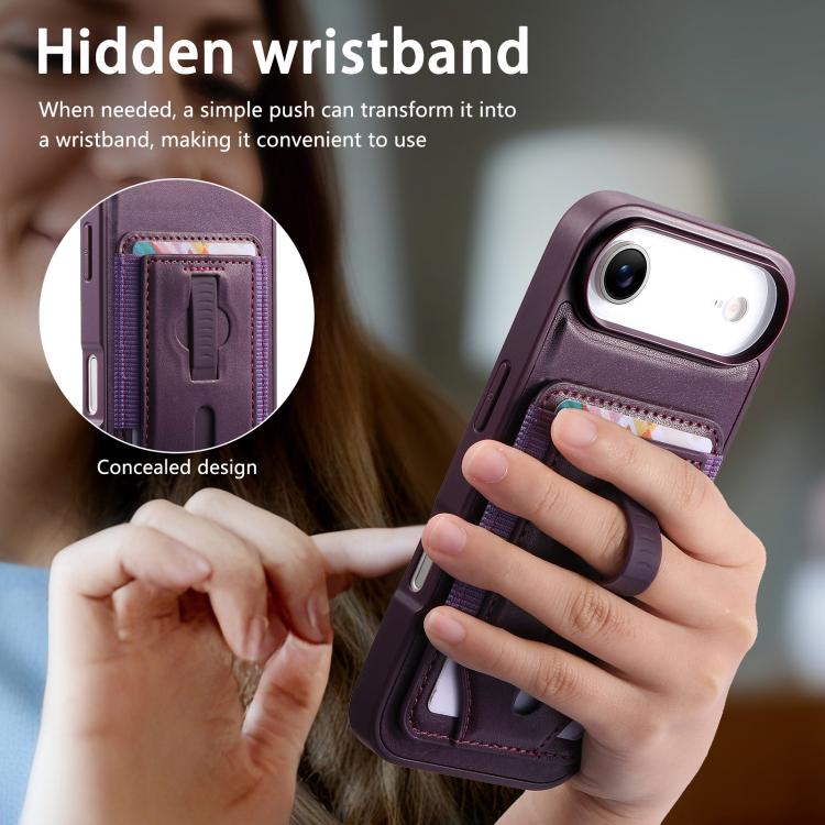 For iPhone Air CaseNeo Retro Wristband Elastic Card Bag Magnetic Back Phone Case