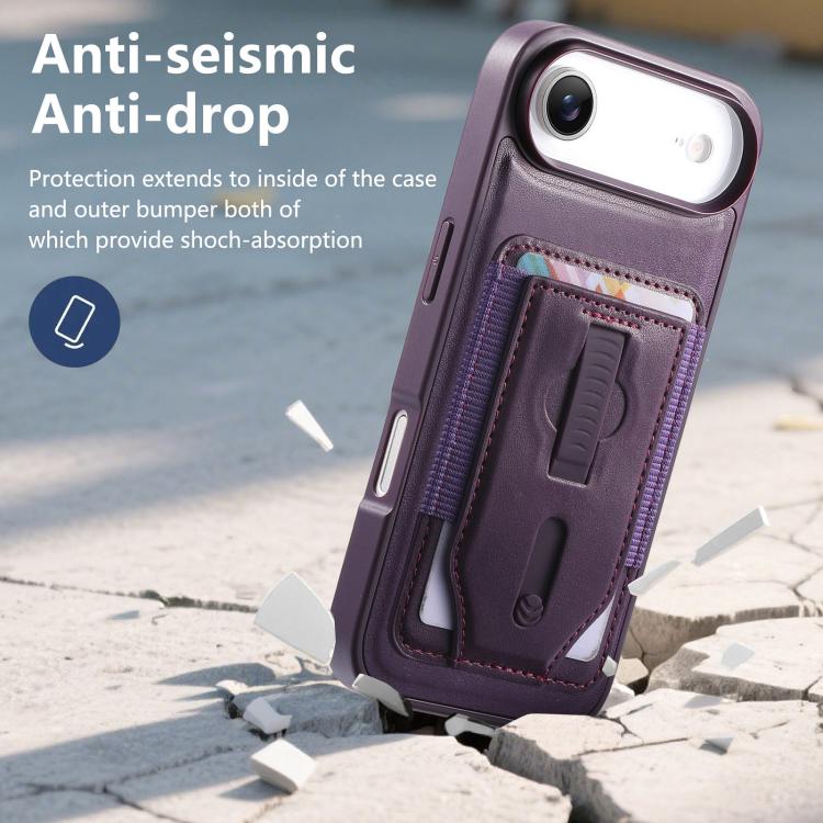 For iPhone Air CaseNeo Retro Wristband Elastic Card Bag Magnetic Back Phone Case