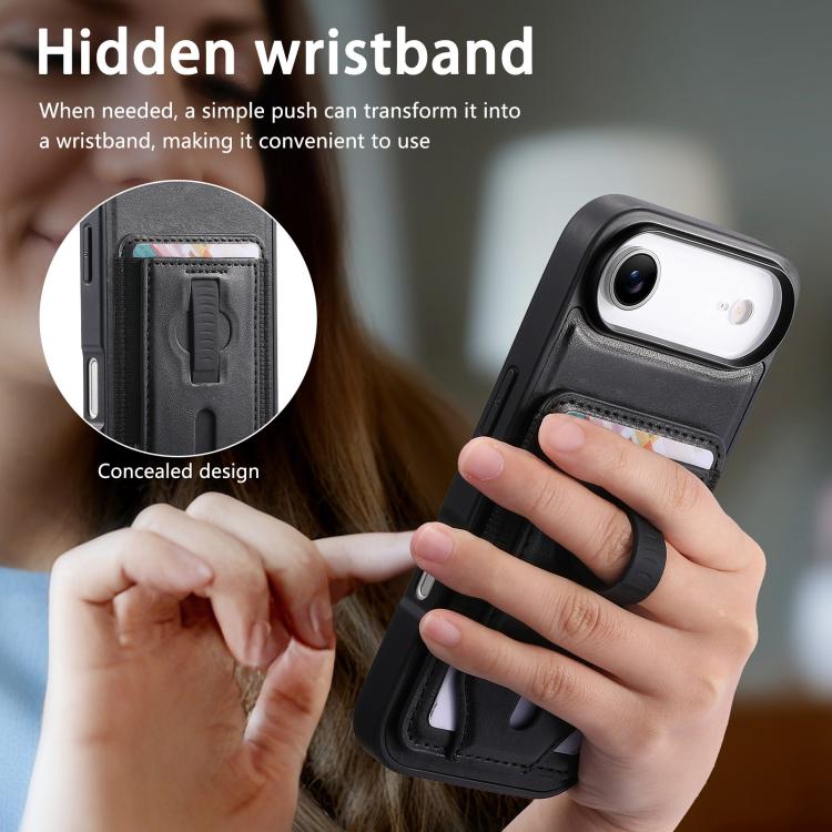 For iPhone Air CaseNeo Retro Wristband Elastic Card Bag Magnetic Back Phone Case