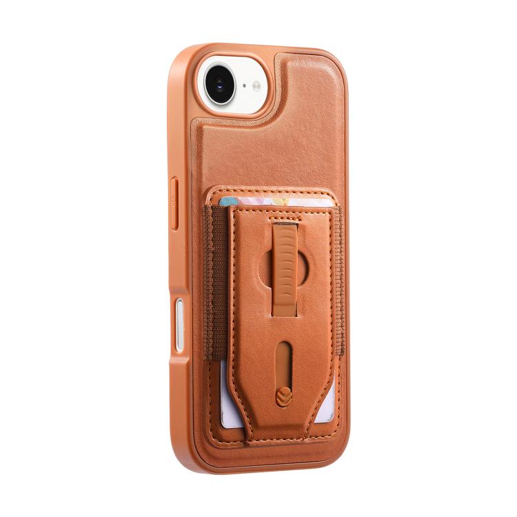 For iPhone 17e / 16e CaseNeo Retro Wristband Elastic Card Bag Magnetic Back Phone Case