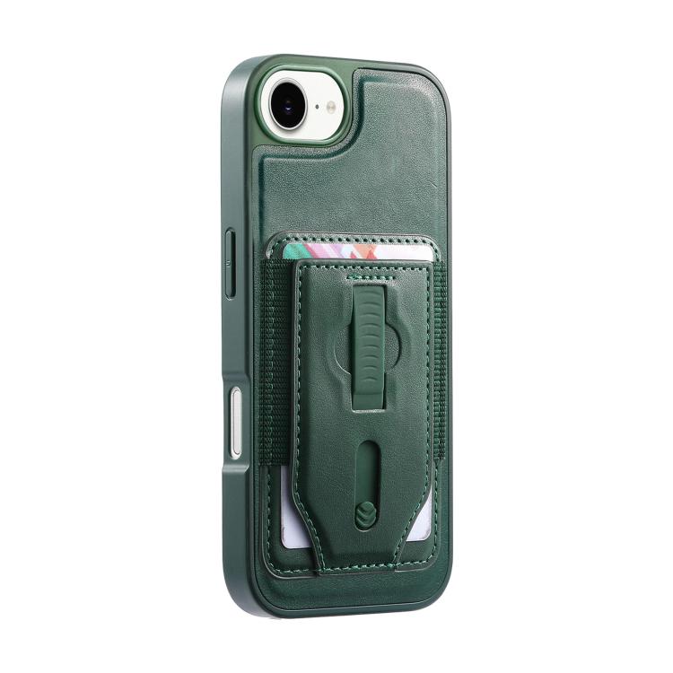 For iPhone 17e / 16e CaseNeo Retro Wristband Elastic Card Bag Magnetic Back Phone Case
