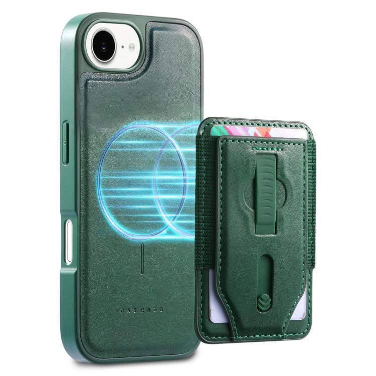 For iPhone 17e / 16e CaseNeo Retro Wristband Elastic Card Bag Magnetic Back Phone Case