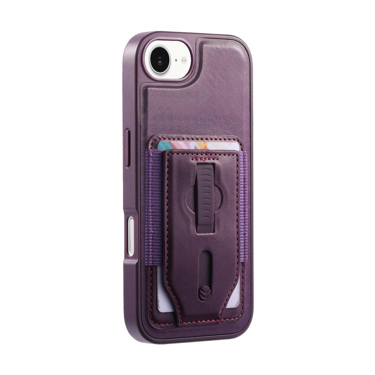 For iPhone 17e / 16e CaseNeo Retro Wristband Elastic Card Bag Magnetic Back Phone Case