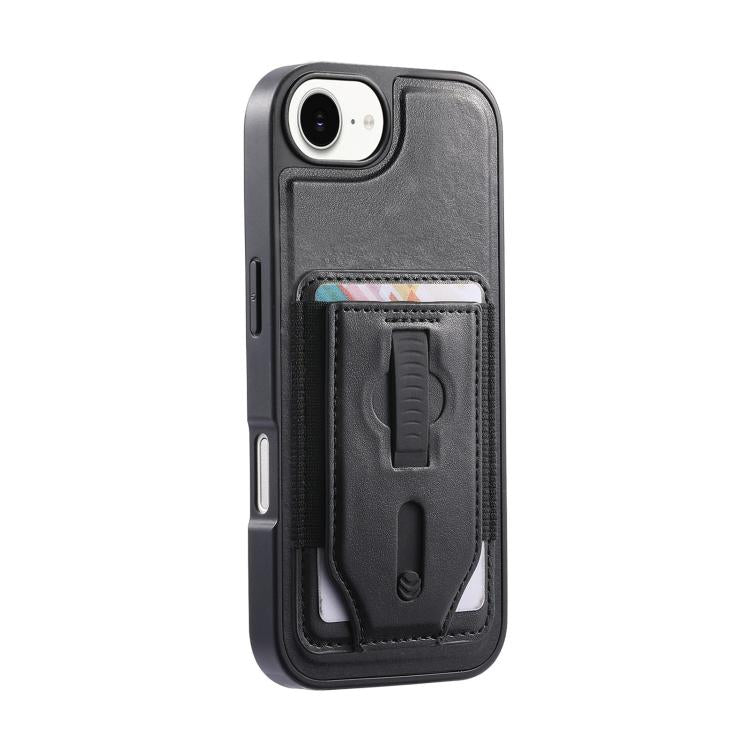 For iPhone 17e / 16e CaseNeo Retro Wristband Elastic Card Bag Magnetic Back Phone Case