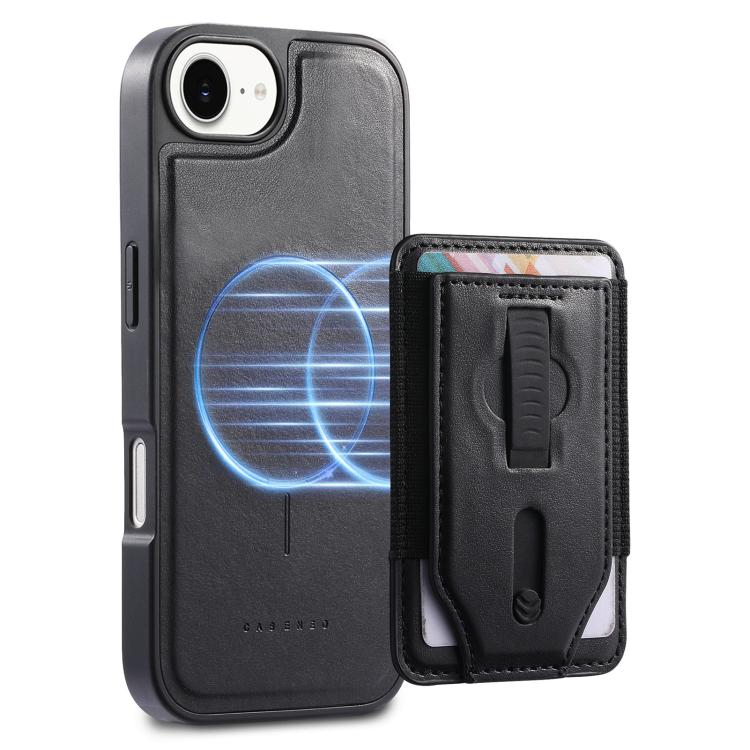 For iPhone 17e / 16e CaseNeo Retro Wristband Elastic Card Bag Magnetic Back Phone Case