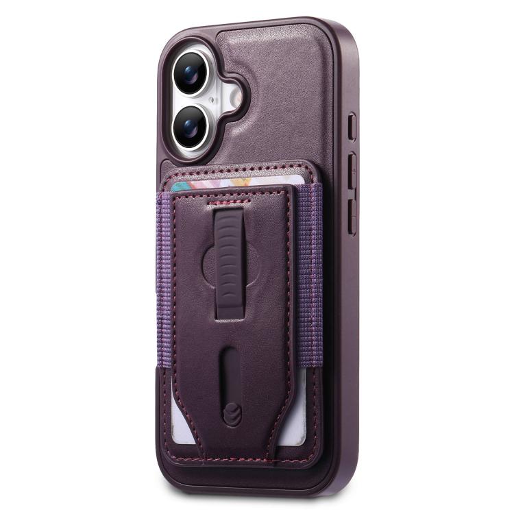 For iPhone 16 CaseNeo Retro Wristband Elastic Card Bag Magnetic Back Phone Case