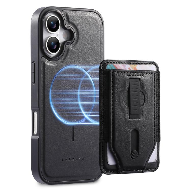 For iPhone 16 Plus CaseNeo Retro Wristband Elastic Card Bag Magnetic Back Phone Case